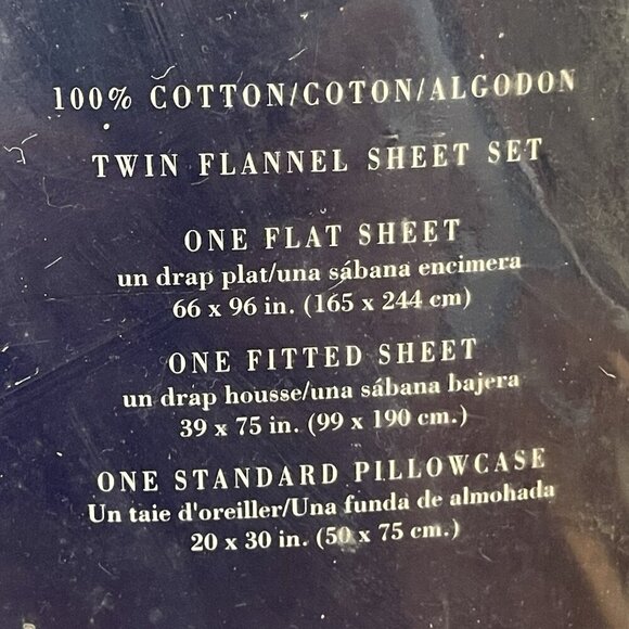 Lanz of Salzburg Twin Flannel Sheet Set Pillowcase Blue Sleeping Bear Clouds - Picture 8 of 8